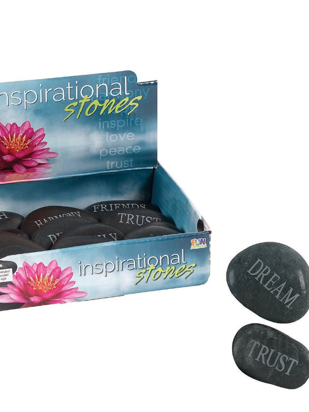 12 Piece Rocks Engraved Inspirational Stones Polished Garden Stones Natural